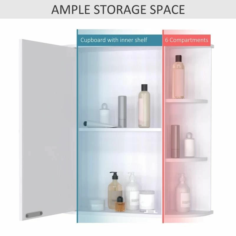 HOMCOM Wall Mounted 2-tier Bathroom Cabinet With Mirror & Single Door - White - 834-203 5 HOMCOM Wall Mounted 2-tier Bathroom Cabinet With Mirror & Single Door - White - 834-203 - Image 5