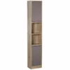 HOMCOM Freestanding Anti-Tipping Bathroom Storage Cabinet With 2 Cupboards 30L X 24W X 170H Cm - Grey & Brown - 834-240