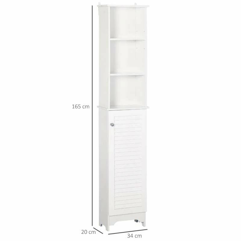 HOMCOM Freestanding Tallboy Bathroom Storage Cabinet With 6 Shelves 165H X 34W X 20D Cm - White - 834-242 3 HOMCOM Freestanding Tallboy Bathroom Storage Cabinet With 6 Shelves 165H X 34W X 20D Cm - White - 834-242 - Image 3