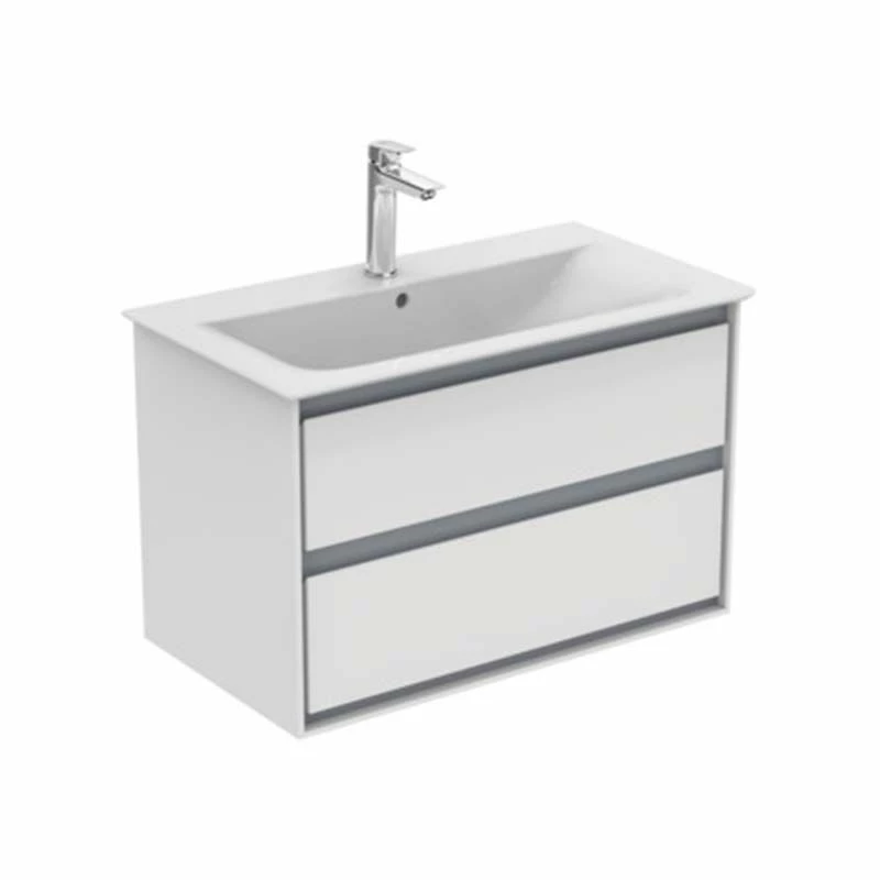 Ideal Standard Connect Air 800mm Wall Hung Vanity Unit 2 Drawers - Gloss White & Matt Grey - E0819KN 1 Ideal Standard Connect Air 800mm Wall Hung Vanity Unit 2 Drawers - Gloss White & Matt Grey - E0819KN