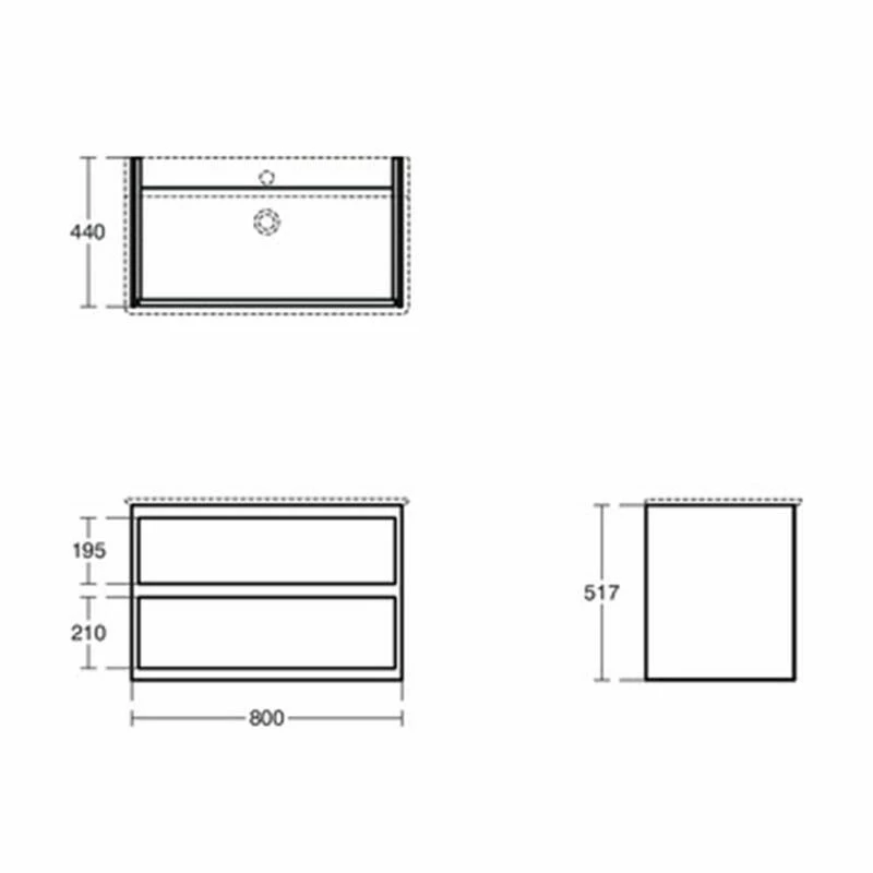 Ideal Standard Connect Air 800mm Wall Hung Vanity Unit 2 Drawers - Gloss White & Matt Grey - E0819KN 2 Ideal Standard Connect Air 800mm Wall Hung Vanity Unit 2 Drawers - Gloss White & Matt Grey - E0819KN - Image 2