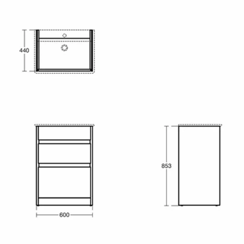 Ideal Standard Connect Air 600mm Floor Standing Vanity Unit With 2 Drawers - Gloss White & Matt White - E0836B2 2 Ideal Standard Connect Air 600mm Floor Standing Vanity Unit With 2 Drawers - Gloss White & Matt White - E0836B2 - Image 2