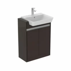 Ideal Standard Connect Air 600mm Floor Standing Semi Countertop Unit With 2 Doors - Matt Dark Brown & Matt White - E0837VY