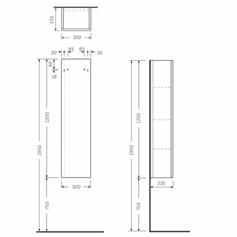 RAK Ceramics Joy Wall Hung Tall Storage Unit - Scandinavian Oak - JOYTS120SOK 2 RAK Ceramics Joy Wall Hung Tall Storage Unit - Scandinavian Oak - JOYTS120SOK - Image 2
