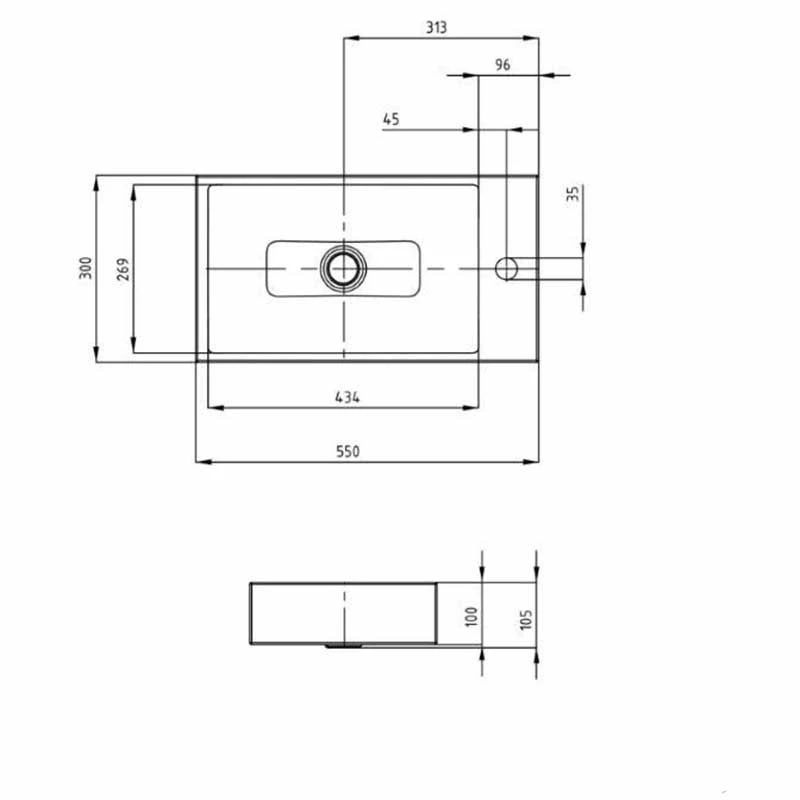 Kaldewei Puro 550x300mm Countertop Basin Without Overflow - Alpine White - 906906003001 2 Kaldewei Puro 550x300mm Countertop Basin Without Overflow - Alpine White - 906906003001 - Image 2
