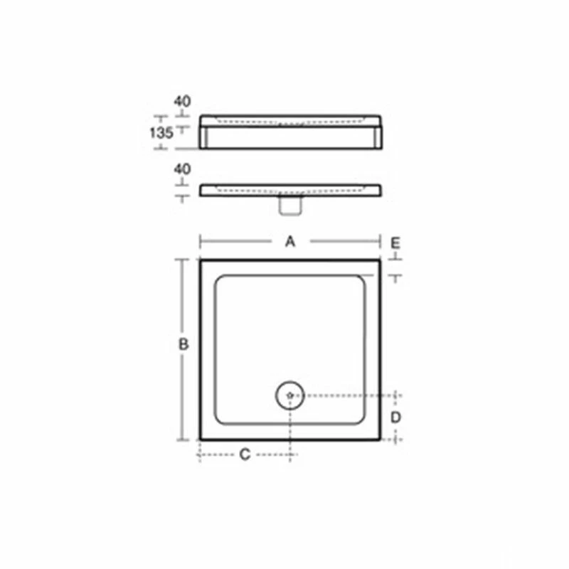 Ideal Standard Simplicity 900x900mm Low Profile Flat Top Shower Tray With Waste - White - L508801 2 Ideal Standard Simplicity 900x900mm Low Profile Flat Top Shower Tray With Waste - White - L508801 - Image 2
