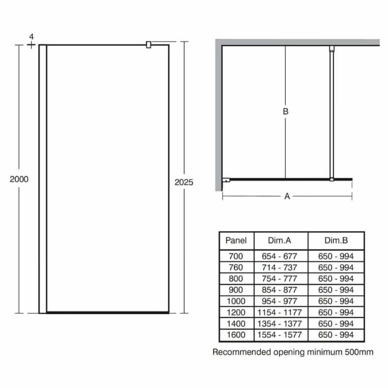 Ideal Standard Synergy Wetroom Panel 900mm - L6223EO 2 Ideal Standard Synergy Wetroom Panel 900mm - L6223EO - Image 2