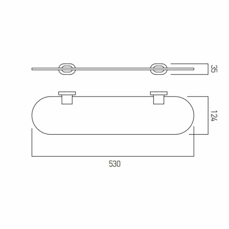 Vado Life 21 Inch Frosted Glass Shelf 530mm - Chrome - LIF-185-C/P 2 Vado Life 21 Inch Frosted Glass Shelf 530mm - Chrome - LIF-185-C/P - Image 2