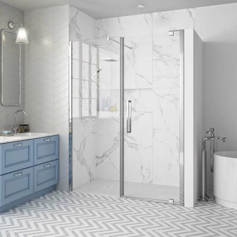 Merlyn 10 Series Pivot Shower Door & Inline Panel With Tray 1200mm - MS101241C 1 Merlyn 10 Series Pivot Shower Door & Inline Panel With Tray 1200mm - MS101241C