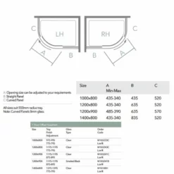 Merlyn 10 Series 1 Door Offset Quadrant Shower Enclosure Right Hand 1400 X 800mm - M10148HR 11 Merlyn 10 Series 1 Door Offset Quadrant Shower Enclosure Right Hand 1400 X 800mm - M10148HR -IDEAL STANDARD Shop m e merlyn 10 single door offset quadrant dimensions