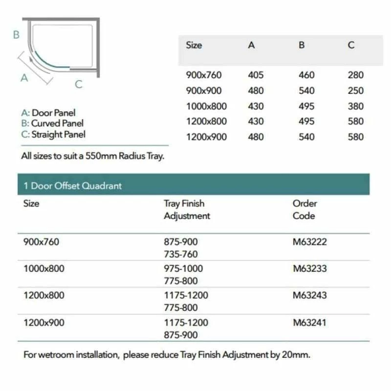 Merlyn 6 Series 1 Door Offset Quadrant Right Hand With Merlyn MStone Tray 1200 X 800mm - MS63243R 3 Merlyn 6 Series 1 Door Offset Quadrant Right Hand With Merlyn MStone Tray 1200 X 800mm - MS63243R - Image 3