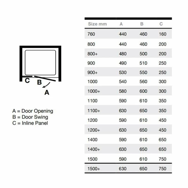 Merlyn 6 Series Frameless Hinge & Inline Recess Shower Door With Tray 760mm - S6FB760REC 4 Merlyn 6 Series Frameless Hinge & Inline Recess Shower Door With Tray 760mm - S6FB760REC - Image 4