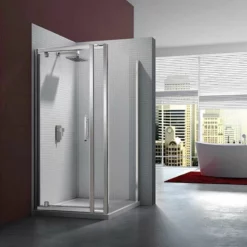Merlyn 6 Series Pivot Shower Door And Inline Panel - 1000mm Shower Door 1140-1215mm - M61231P2H -IDEAL STANDARD Shop m e merlyn 6 series pivot inline shower door m6 3