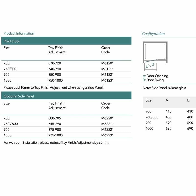 Merlyn 6 Series Pivot Shower Door With Merlyn MStone Tray 900mm - MS61221 4 Merlyn 6 Series Pivot Shower Door With Merlyn MStone Tray 900mm - MS61221 - Image 4