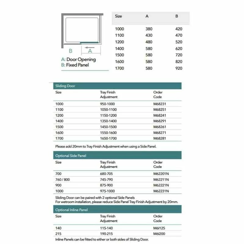 Merlyn 6 Series Sliding Shower Door And Inline Panel - 1500mm Shower Door 1565-1640mm - M68261P1H 5 Merlyn 6 Series Sliding Shower Door And Inline Panel - 1500mm Shower Door 1565-1640mm - M68261P1H - Image 5