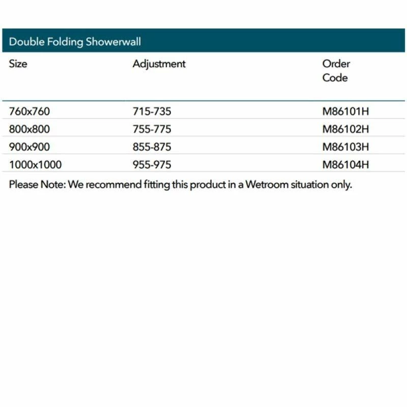 Merlyn 8 Series Double Folding Showerwall 800 X 800mm - M86102H 3 Merlyn 8 Series Double Folding Showerwall 800 X 800mm - M86102H - Image 3
