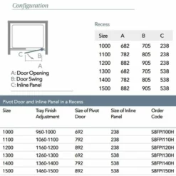 Merlyn 8 Series Frameless Pivot Shower Door & Inline Panel 1200mm With MStone Tray - S8FPI1202HB 11 Merlyn 8 Series Frameless Pivot Shower Door & Inline Panel 1200mm With MStone Tray - S8FPI1202HB -IDEAL STANDARD Shop m e merlyn 8 frameless pivot shower door inline panel s8fp 4 3