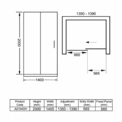 Merlyn Ionic Essence Frameless Sliding Shower Door 1400mm - A0104DH 7 Merlyn Ionic Essence Frameless Sliding Shower Door 1400mm - A0104DH -IDEAL STANDARD Shop m e merlyn a0104dh dimensions