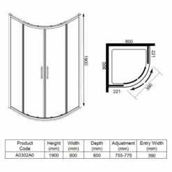 Merlyn Ionic Express 2 Door Quadrant Shower Enclosure 800mm - A0302A0 9 Merlyn Ionic Express 2 Door Quadrant Shower Enclosure 800mm - A0302A0 -IDEAL STANDARD Shop m e merlyn a0302a0 dimensions