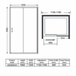Merlyn Ionic Express Sliding Shower Door 1200mm - A0304C0 9 Merlyn Ionic Express Sliding Shower Door 1200mm - A0304C0 -IDEAL STANDARD Shop m e merlyn a0304c0 dimensions