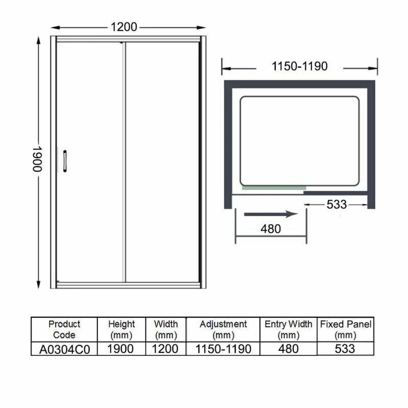 Merlyn Ionic Express Sliding Shower Door 1200mm - A0304C0 5 Merlyn Ionic Express Sliding Shower Door 1200mm - A0304C0 - Image 5