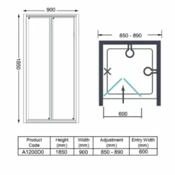 Merlyn Ionic Source Bifold Shower Door 900mm - A1200D0 -IDEAL STANDARD Shop m e merlyn a1200d0 dimensions