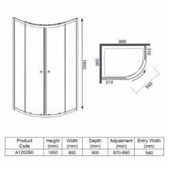 Merlyn Ionic Source 2 Door Quadrant Shower Enclosure 800mm - A1202A0 -IDEAL STANDARD Shop m e merlyn a1202a0 dimensions