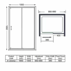 Merlyn Ionic Source Sliding Shower Door 1000mm - A1204A0 -IDEAL STANDARD Shop m e merlyn a1204a0 dimensions