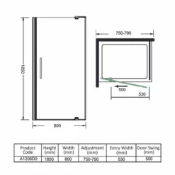Merlyn Ionic Source Pivot Shower Door 800mm - A1206D0 7 Merlyn Ionic Source Pivot Shower Door 800mm - A1206D0 -IDEAL STANDARD Shop m e merlyn a1206d0 dimensions