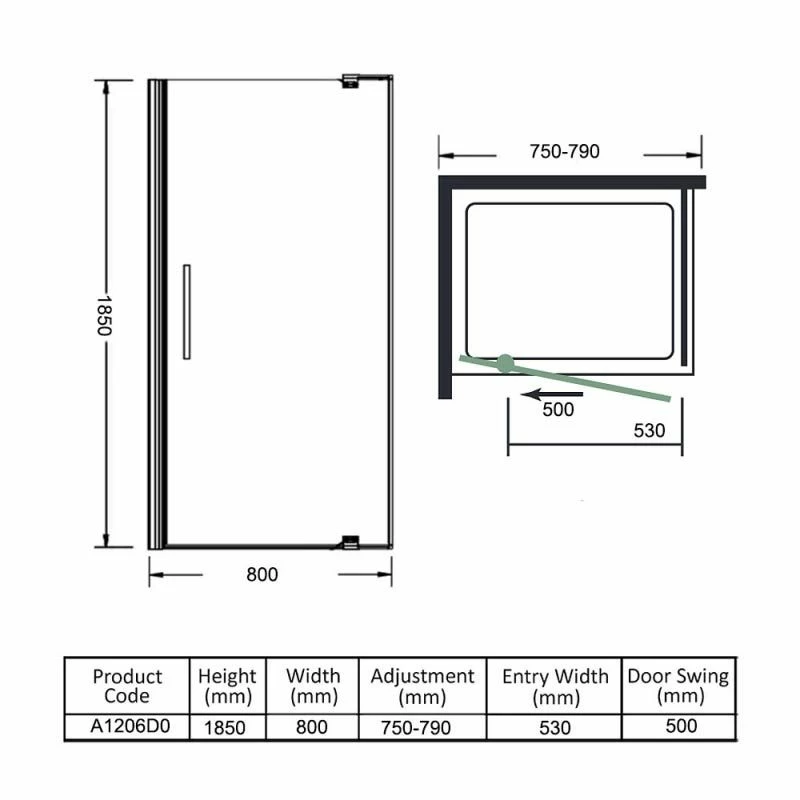 Merlyn Ionic Source Pivot Shower Door 800mm - A1206D0 4 Merlyn Ionic Source Pivot Shower Door 800mm - A1206D0 - Image 4