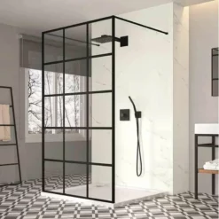 Merlyn Black Squared Double Entry Shower Wall Panel 1200mm - BLKFSWCTL120D