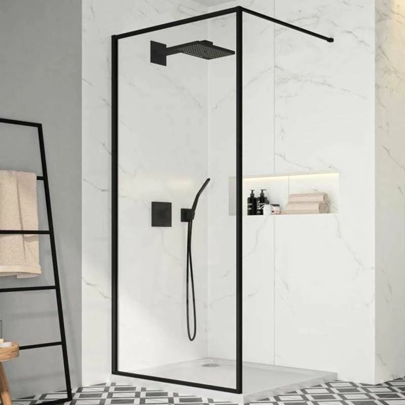 Merlyn Black Framed Wetroom Shower Wall Panel 1000mm - BLKFSW100 1 Merlyn Black Framed Wetroom Shower Wall Panel 1000mm - BLKFSW100