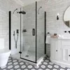 Merlyn Black 900mm Hinge & Inline Recess Shower Door With MStone Tray - BLKBH900REC