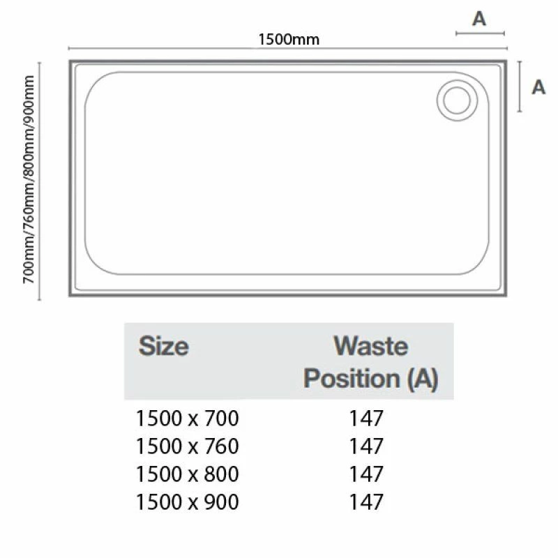 Merlyn Touchstone Rectangular Shower Tray Without Waste - White - 1500 X 800mm - S158RTTO 6 Merlyn Touchstone Rectangular Shower Tray Without Waste - White - 1500 X 800mm - S158RTTO - Image 6
