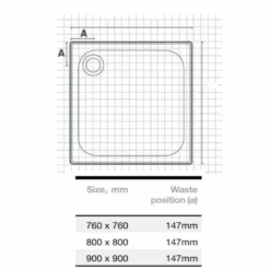 Merlyn Touchstone Square Shower Tray Without Waste - White - 760 X 760mm - S76SQTO -IDEAL STANDARD Shop m e merlyn ionic touchstone square tray dimensions