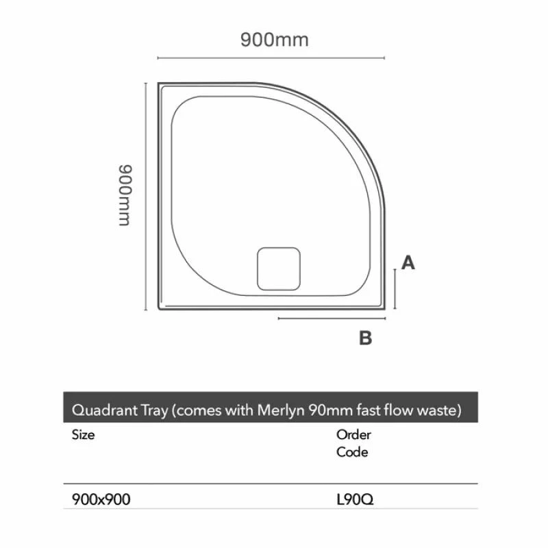 Merlyn Level 25 Quadrant Shower Tray With 90mm Fast Flow Waste & Cover - White - 900 X 900mm - L90Q 2 Merlyn Level 25 Quadrant Shower Tray With 90mm Fast Flow Waste & Cover - White - 900 X 900mm - L90Q - Image 2