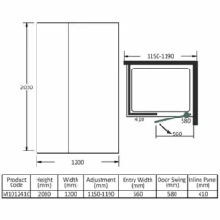Merlyn 10 Series Pivot Shower Door & Inline Panel 1200mm - M101241C 7 Merlyn 10 Series Pivot Shower Door & Inline Panel 1200mm - M101241C -IDEAL STANDARD Shop m e merlyn m101241c dimensions