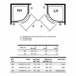 Merlyn 10 Series 1 Door Quadrant Shower Enclosure Right Hand With Tray 800mm - MS103211CR 7 Merlyn 10 Series 1 Door Quadrant Shower Enclosure Right Hand With Tray 800mm - MS103211CR -IDEAL STANDARD Shop m e merlyn m103211cr dimensions