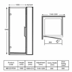 Merlyn 8 Series Hinge And Inline Panel 1150mm+ Wide - 1140-1200mm - M81231P2H 5 Merlyn 8 Series Hinge And Inline Panel 1150mm+ Wide - 1140-1200mm - M81231P2H -IDEAL STANDARD Shop m e merlyn m81231p2h dimensions