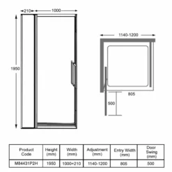 Merlyn 8 Series Infold And Inline Panel 1150mm+ Wide - 1140-1200mm - M84431P2H -IDEAL STANDARD Shop m e merlyn m84431p2h dimensions