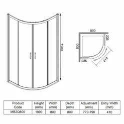 Merlyn MBOX 2 Door Quadrant Shower Enclosure 800mm - MB2Q800 9 Merlyn MBOX 2 Door Quadrant Shower Enclosure 800mm - MB2Q800 -IDEAL STANDARD Shop m e merlyn mb2q800 dimensions