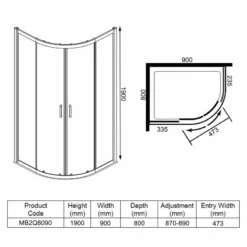 Merlyn MBOX 2 Door Offset Quadrant Shower Enclosure 900 X 800mm - MB2Q8090 -IDEAL STANDARD Shop m e merlyn mb2q8090