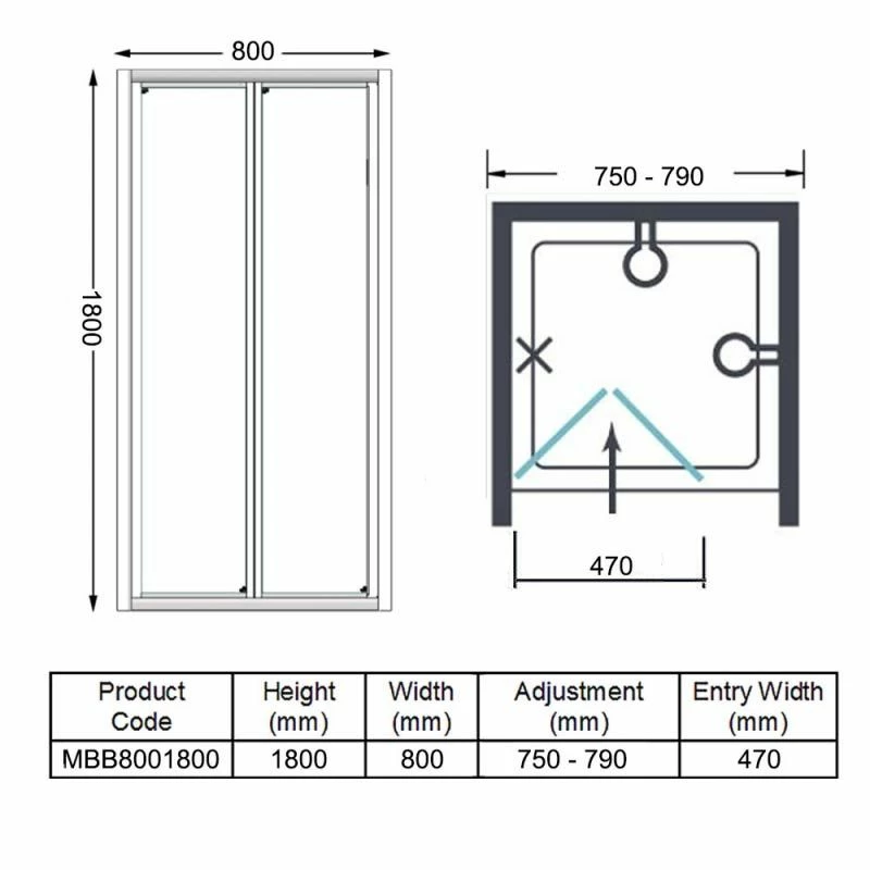 Merlyn MBOX 800 Loft Bi-Fold 1800 Shower Door - MBB800/1800 6 Merlyn MBOX 800 Loft Bi-Fold 1800 Shower Door - MBB800/1800 - Image 6