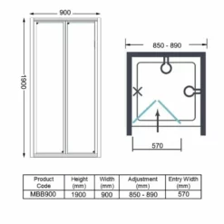 Merlyn MBOX 900mm Bi-Fold Shower Door - MBB900 -IDEAL STANDARD Shop m e merlyn mbb900 dimensions