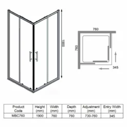 Merlyn MBOX 760mm Corner Entry Shower Door - MBC760 -IDEAL STANDARD Shop m e merlyn mbc760 dimensions