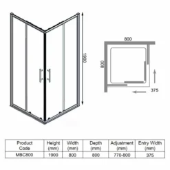 Merlyn MBOX 800mm Corner Entry Shower Door - MBC800 -IDEAL STANDARD Shop m e merlyn mbc800 dimensions