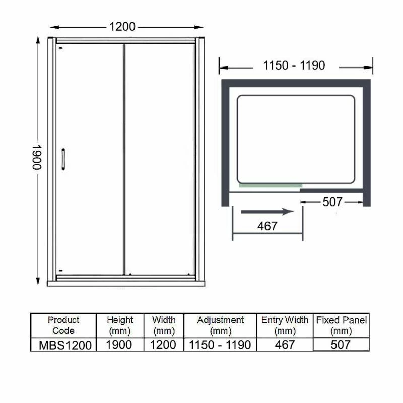 Merlyn MBOX Sliding Shower Door 1200mm - MBS1200 6 Merlyn MBOX Sliding Shower Door 1200mm - MBS1200 - Image 6