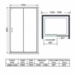 Merlyn MBOX 1400mm Sliding Shower Door - MBS1400 -IDEAL STANDARD Shop m e merlyn mbs1400 dimensions