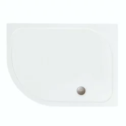 Merlyn MStone Offset Quadrant Shower Tray Left Hand With 90mm Fast Flow Waste - White - 1200 X 800mm - D128QL