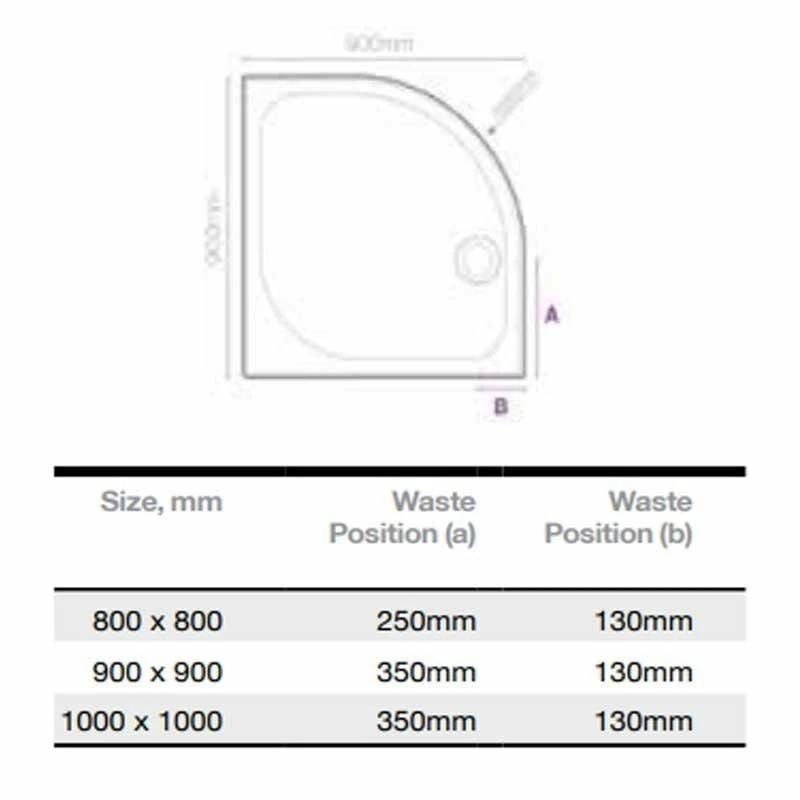 Merlyn MStone Quadrant Shower Tray With 90mm Fast Flow Waste - White - 1000mm - D100Q 6 Merlyn MStone Quadrant Shower Tray With 90mm Fast Flow Waste - White - 1000mm - D100Q - Image 6